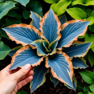 Хоста Океан Вью купить по цене от 960р. в интернет-магазине «Посадика» с доставкой почтой в в Котовске и по всей России – [изображение №1].